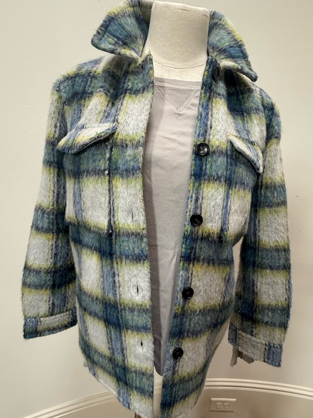 Rails Plaid Wool Blend Shacket Size S